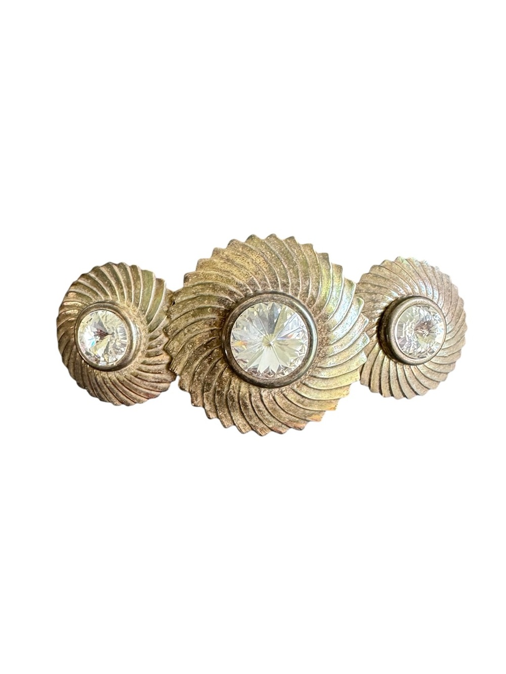 Vintage Large Hair Clip Rhinestone Barrette Silver Tone 90s DL Designs READ